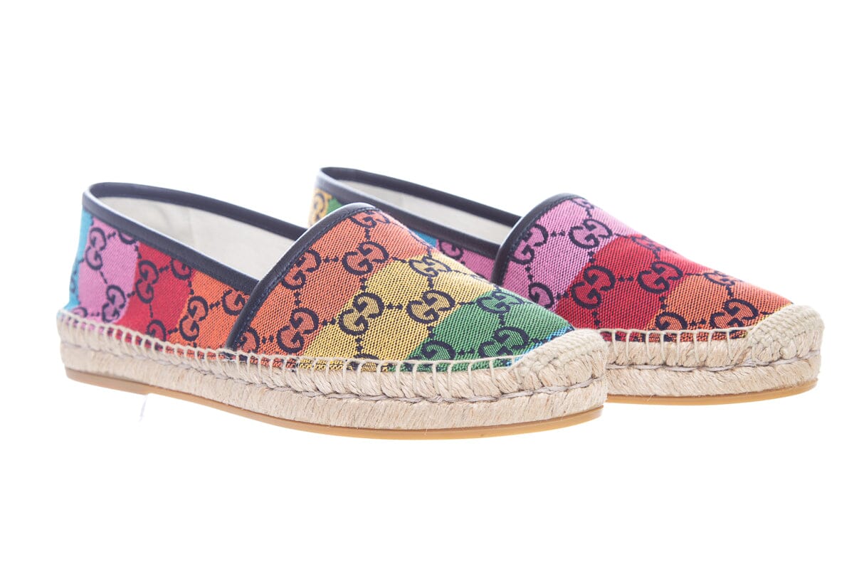 Gucci Multicolor Rainbow GG Espadrille SZ 37.5