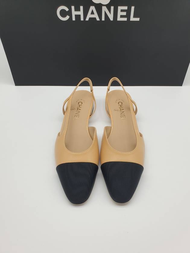 Slingbacks Goatskin Grosgrain & Beige Black Chanel