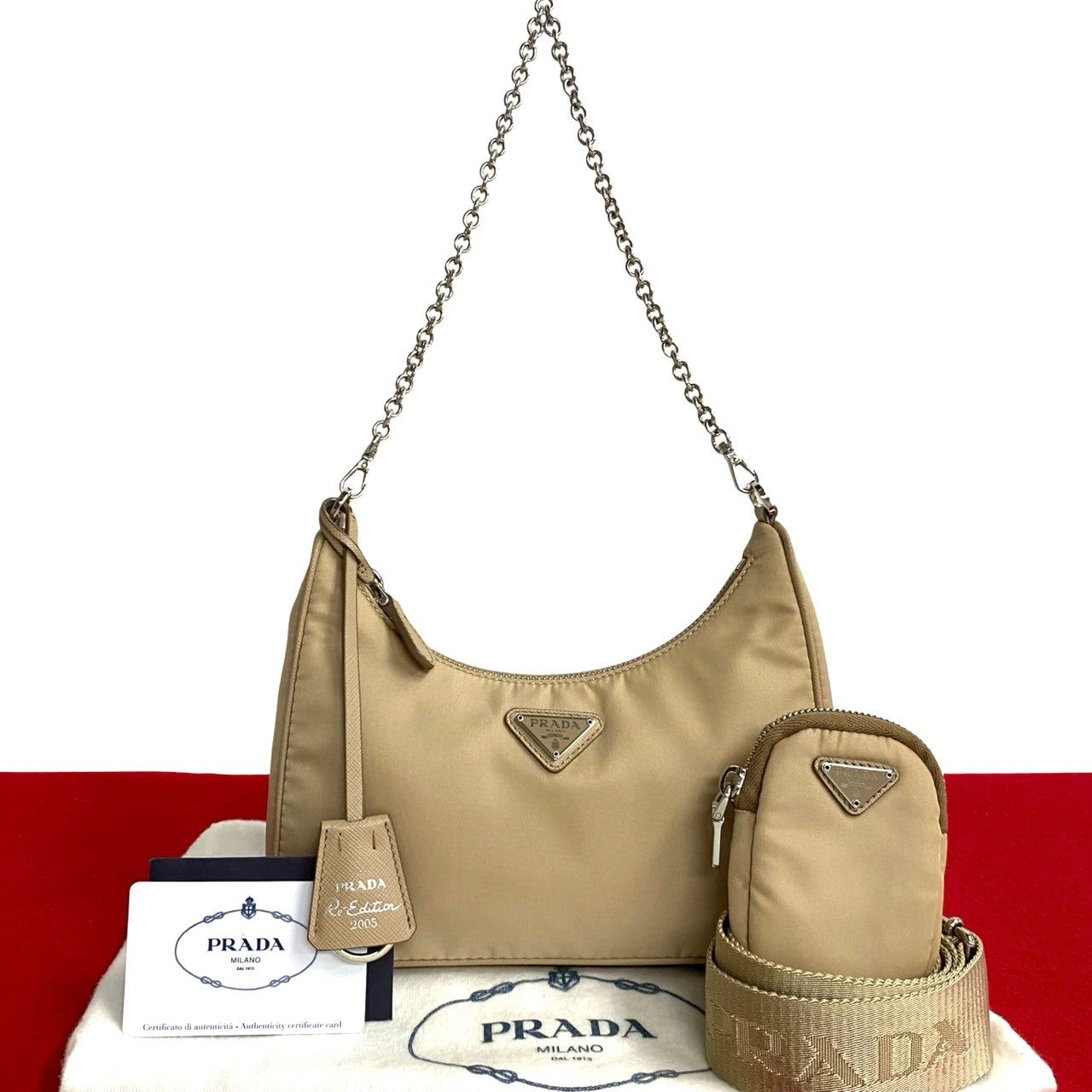 Shoulder Bag Triangle Metal Re:Edition Women Nylon Beige