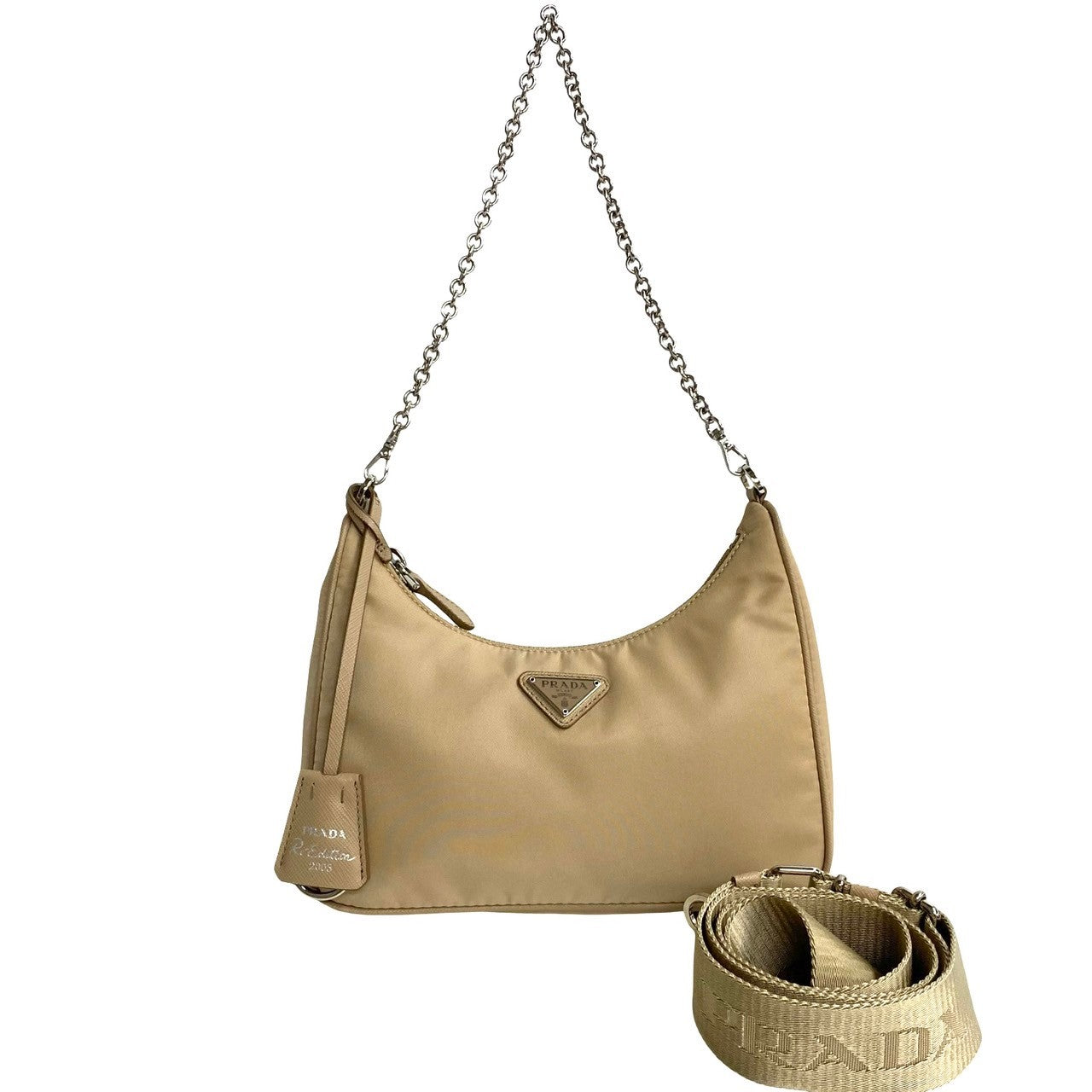 Shoulder Bag Triangle Metal Re:Edition Women Nylon Beige