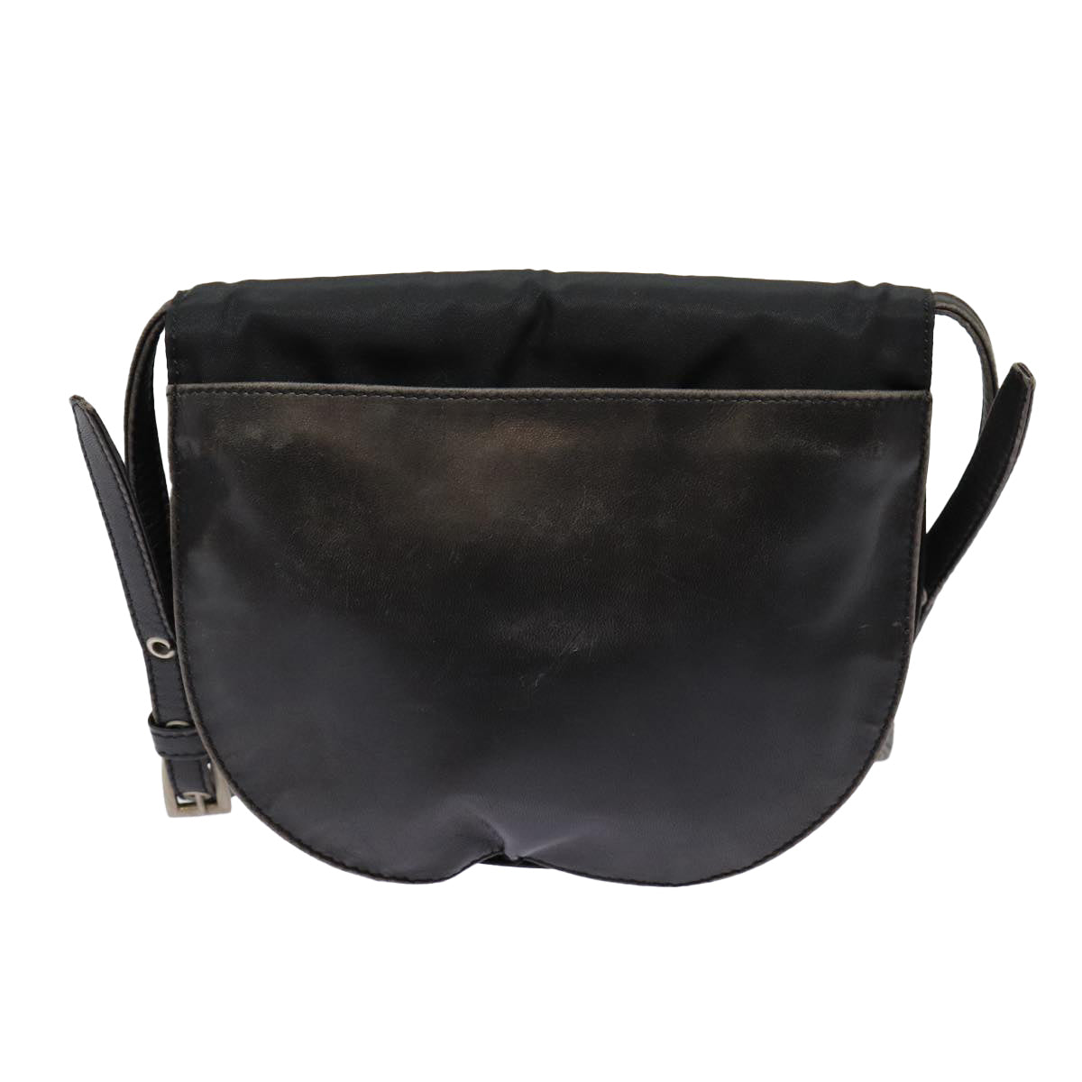 Prada Shoulder Bag Auth Leather Black Silver Black Auth 78102