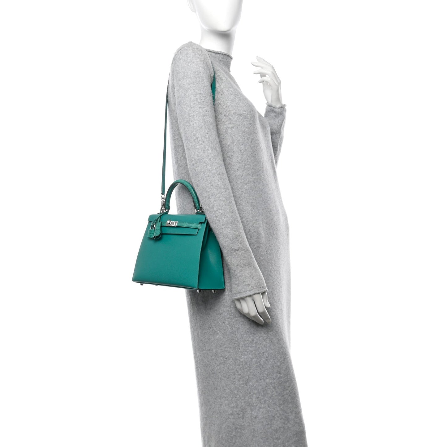 Hermes Madame Calfskin Matte Alligator Kelly Sellier Touch Vert Travel Bag
