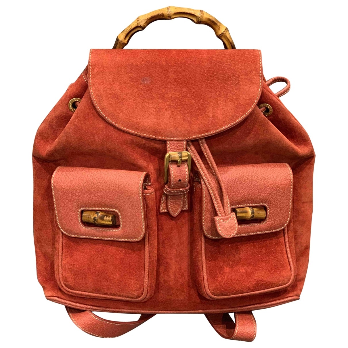 Gucci red suede backpacks
