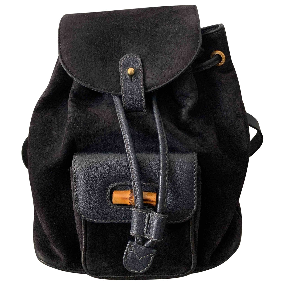 Gucci black suede backpacks