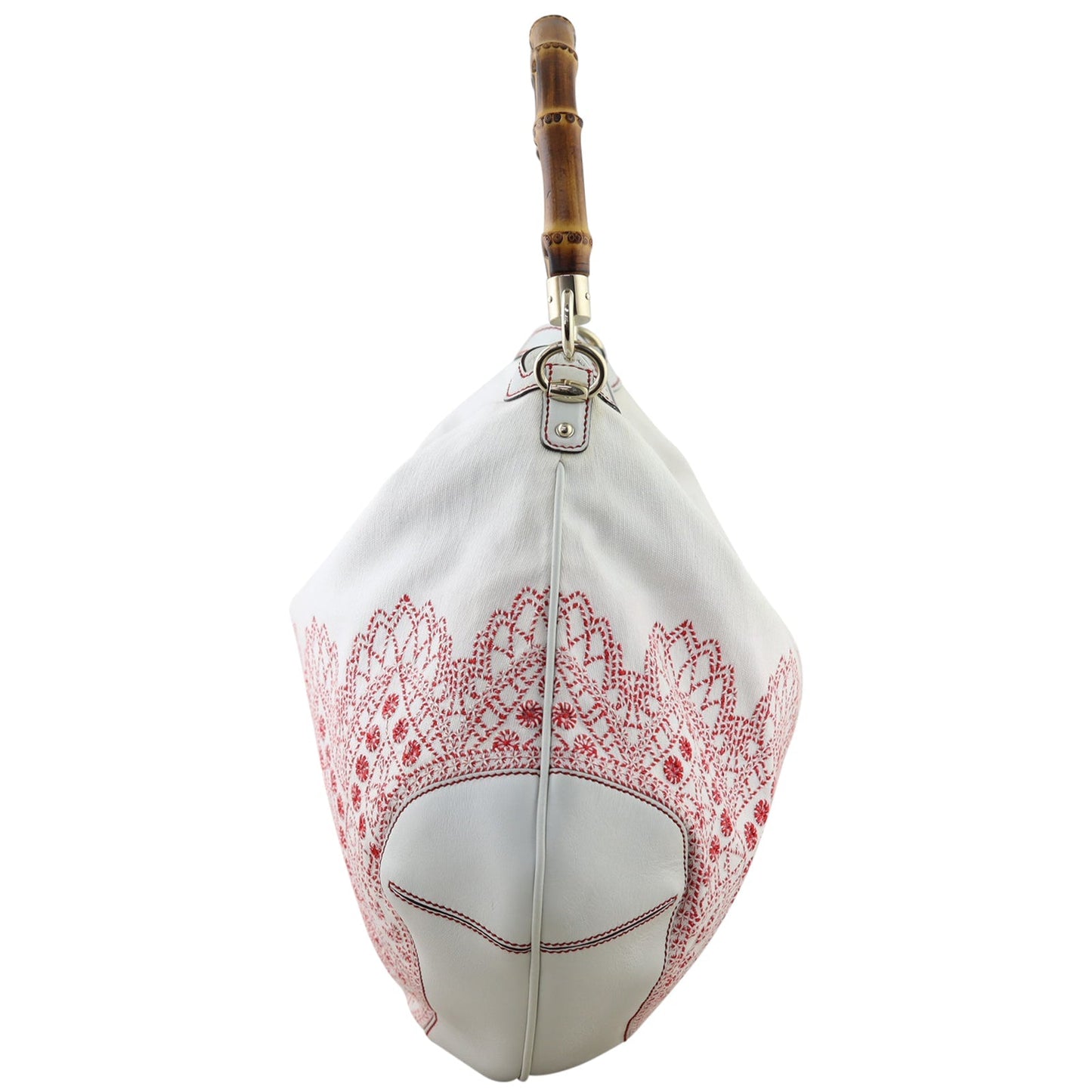 Gucci Embroidered Canvas Peggy Bamboo Hobo