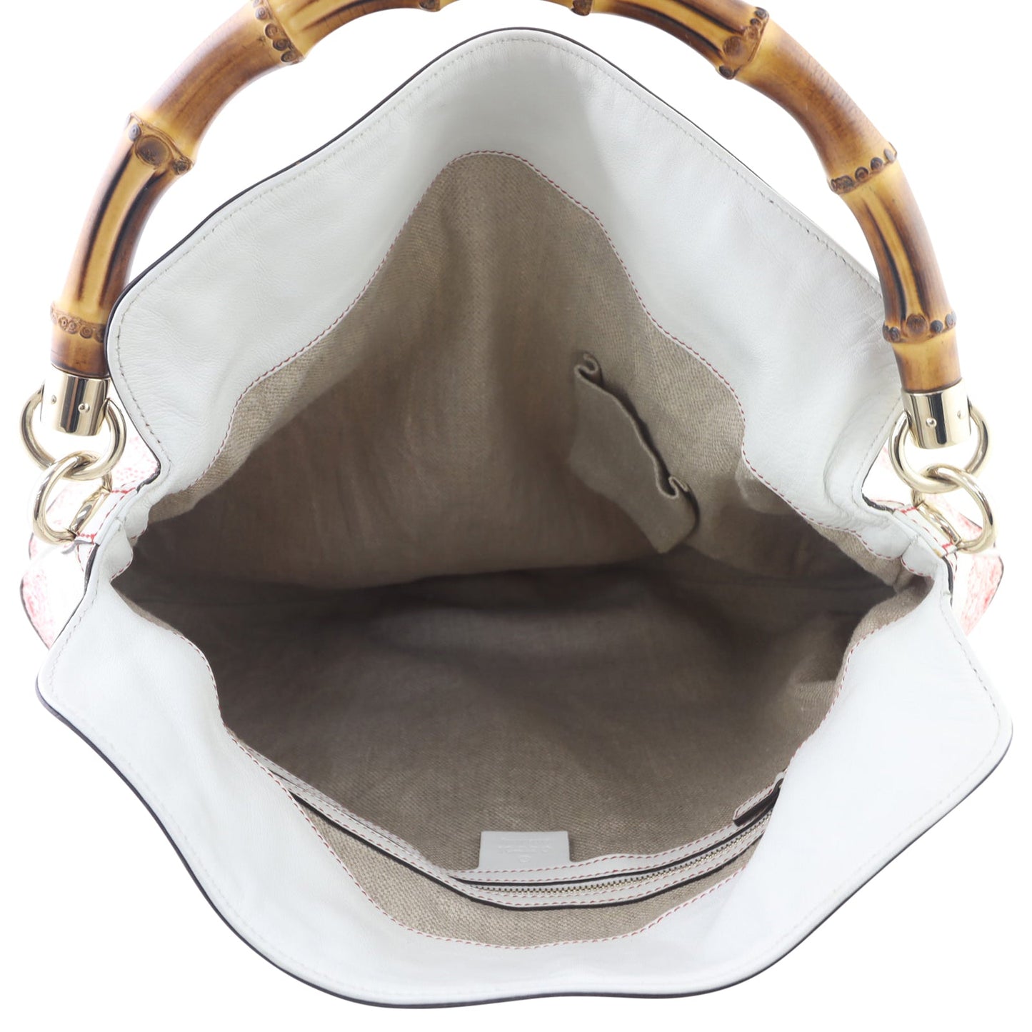 Gucci Embroidered Canvas Peggy Bamboo Hobo