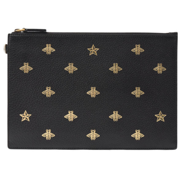 Gucci Bee Star Clutch Bag Leather