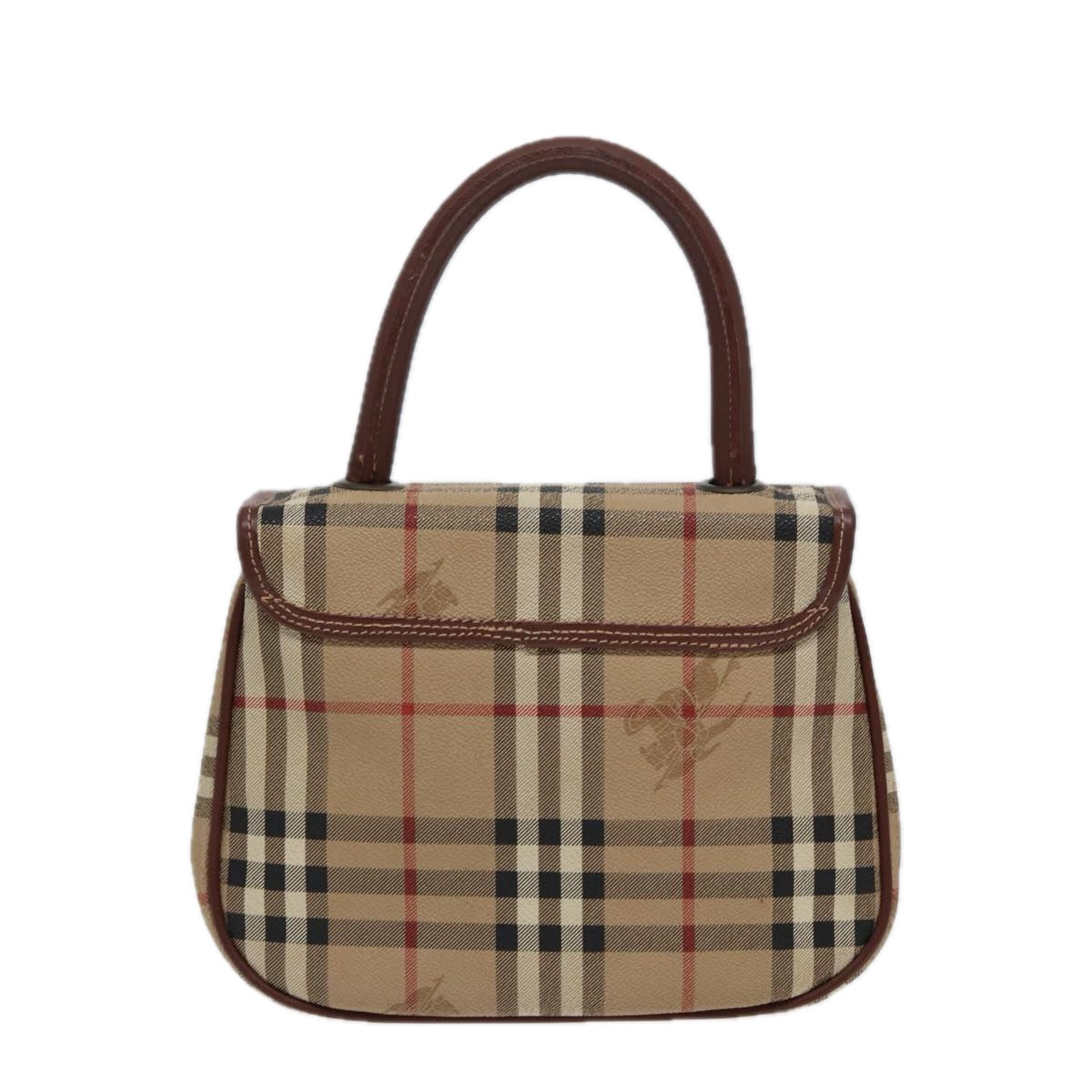 Burberry Luxury ss Nova Check Hand Bag Pvc 2Way Leather Beige Travel Bag Beige Auth 78448