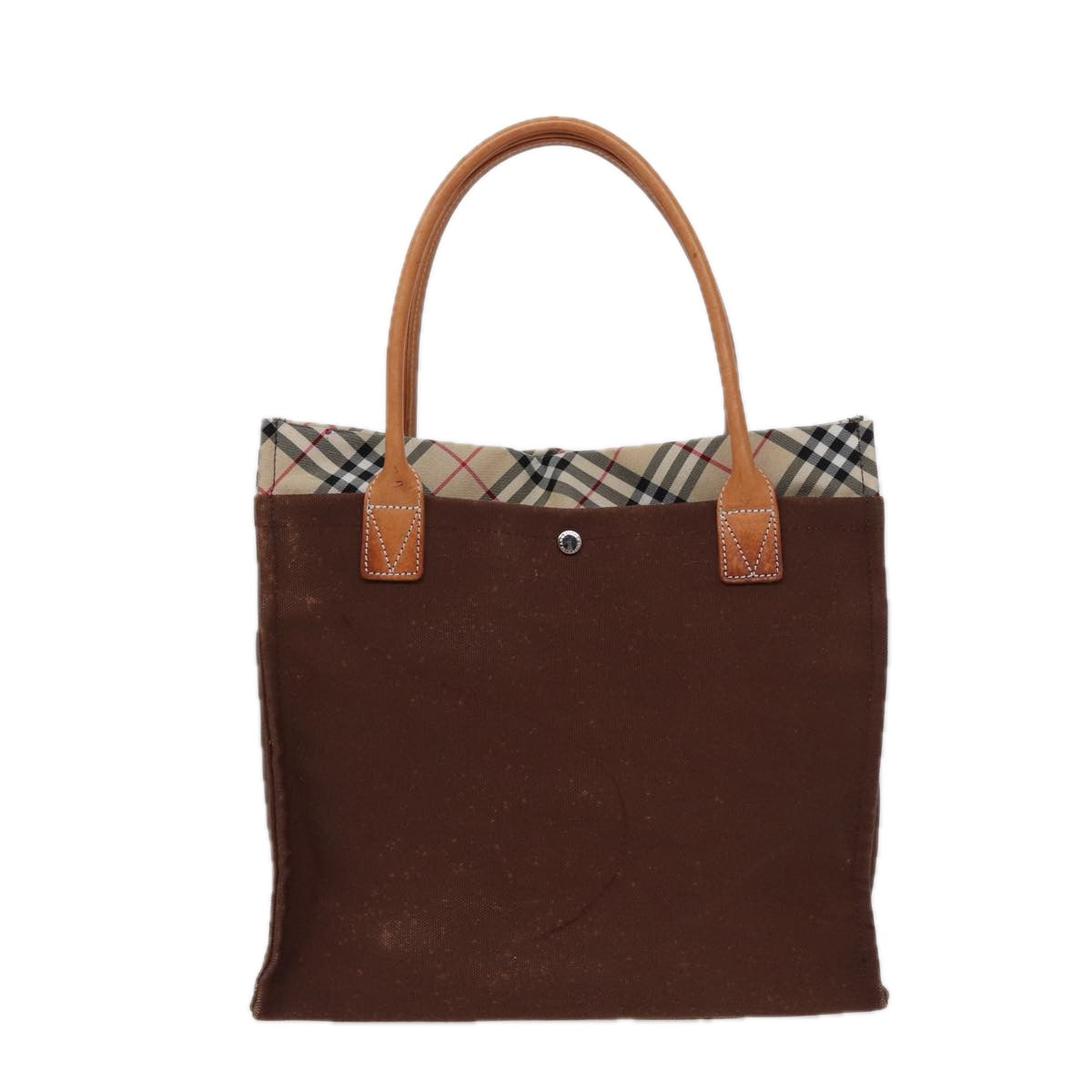 Burberry Luxury Nova Check Tote Bag Auth Canvas Brown Beige Brown Auth 78542