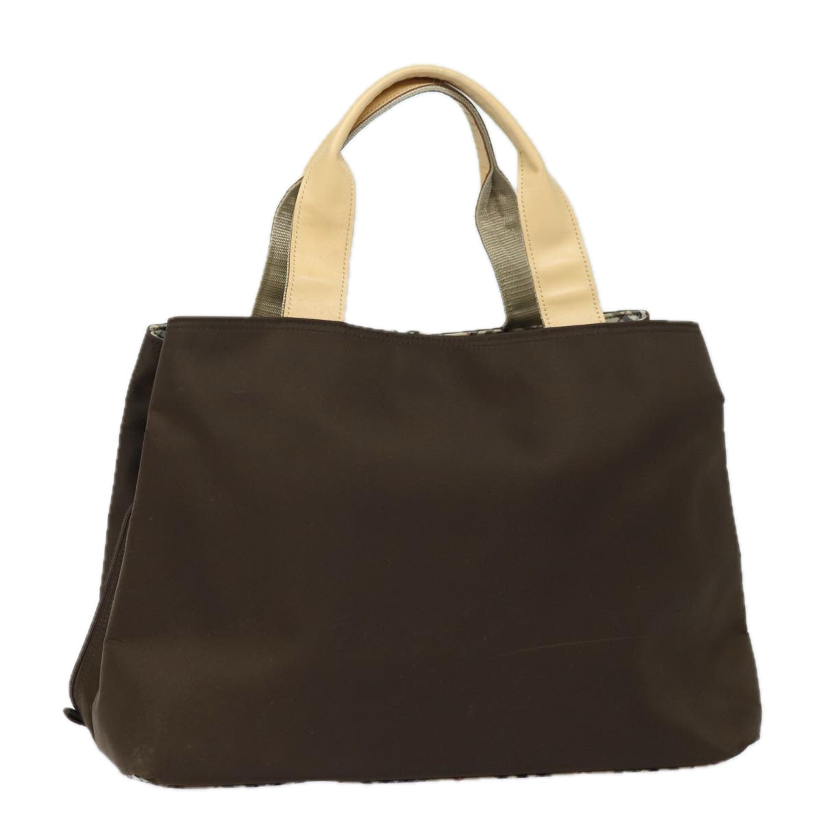 Burberry Luxury Nova Check Hand Bag Auth Nylon Brown Travel Bag