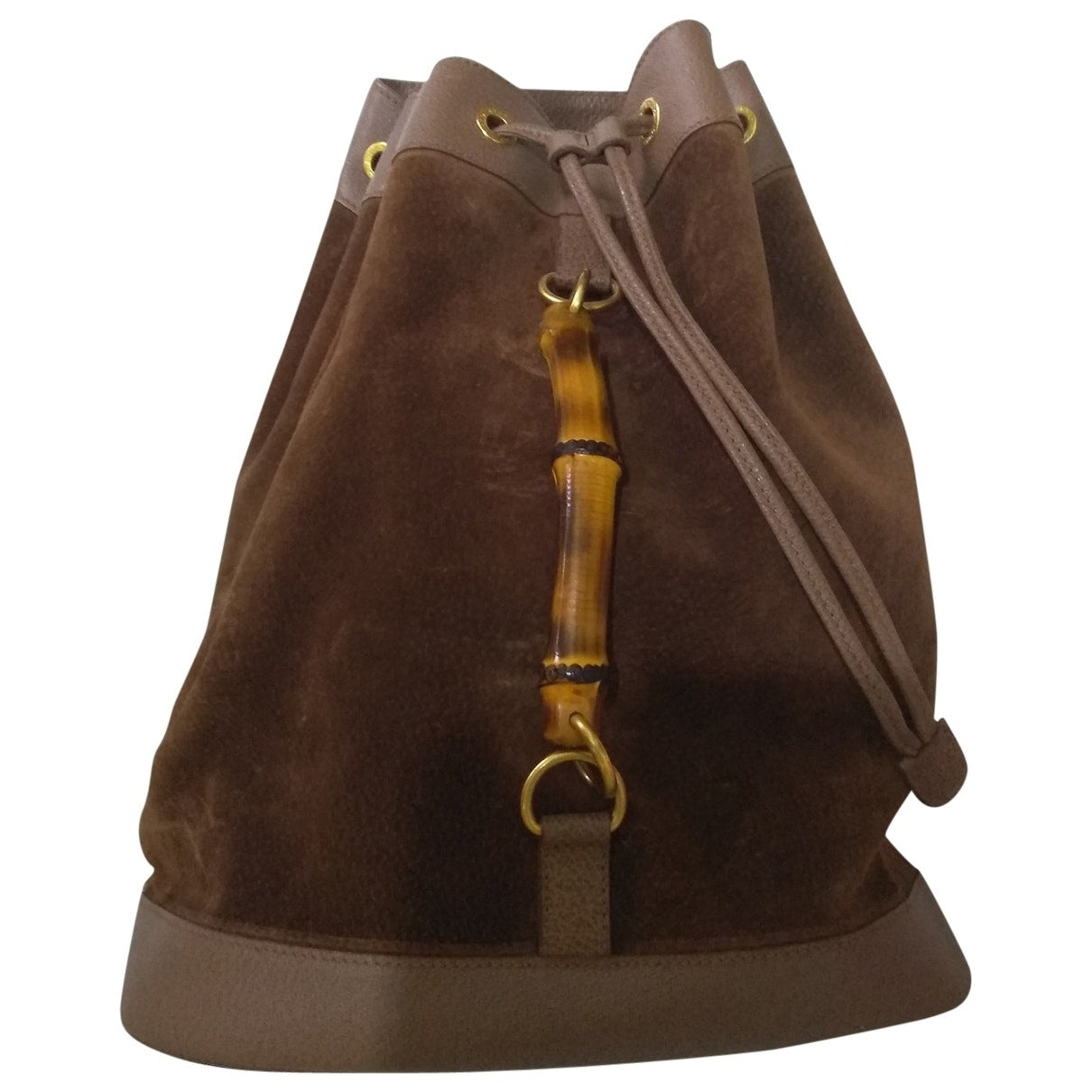 Gucci bamboo brown suede backpacks