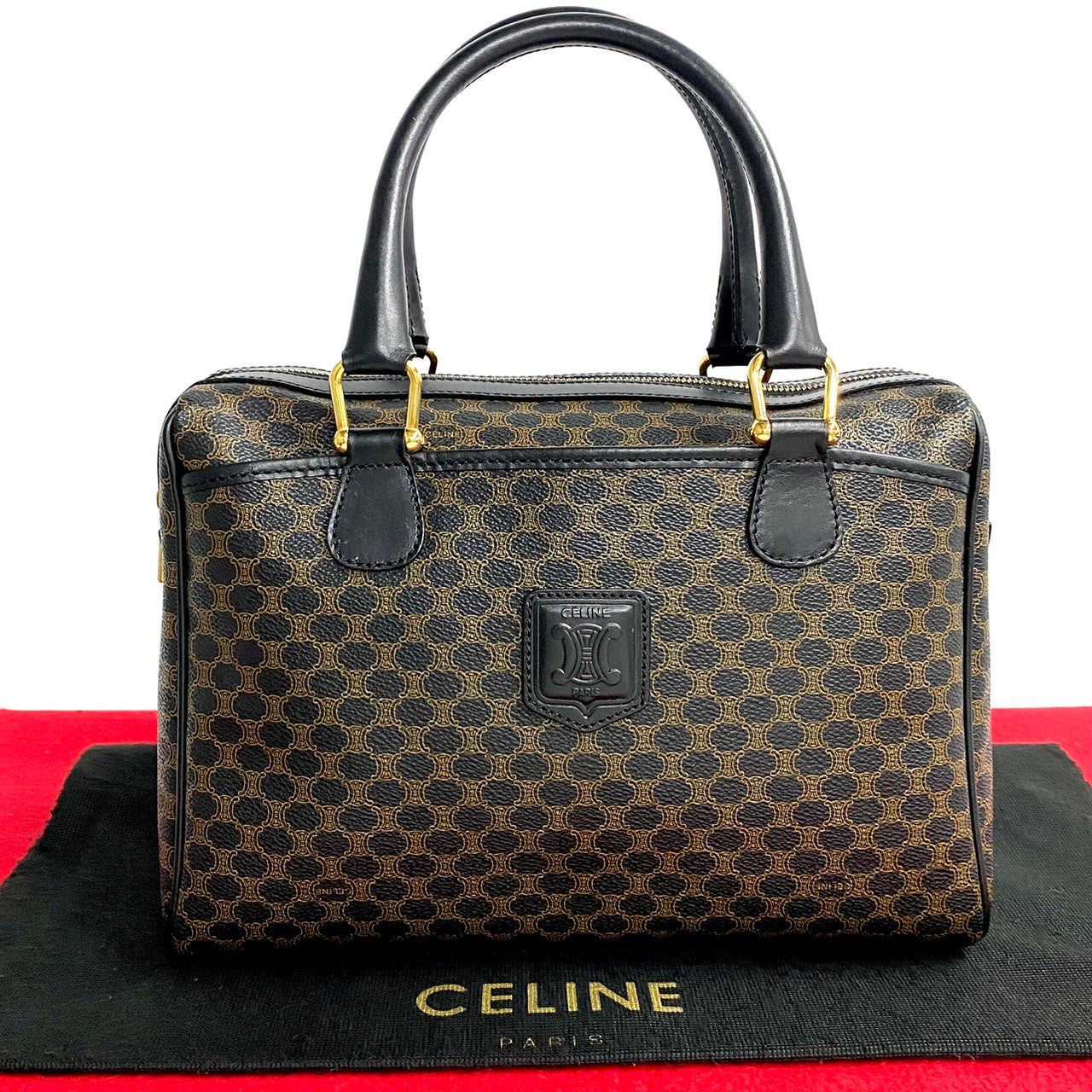 Pvc Macadam Blason Triomphe Pattern Women(Unisex) Leather Black Travel Bag