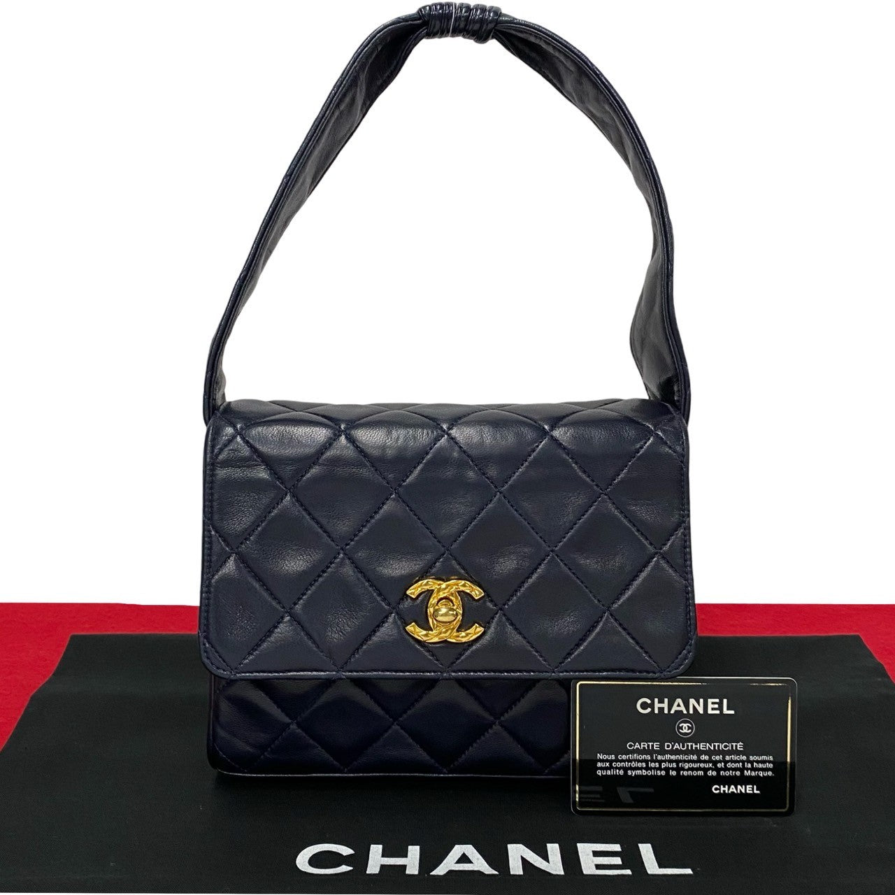 Chanel lambskin Navy COCO Mark Matrasse Handbag