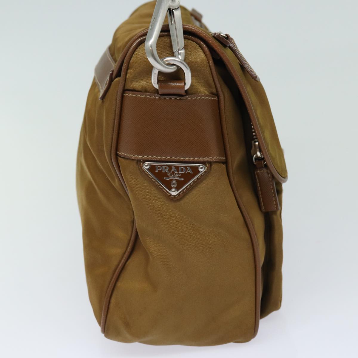 Prada Shoulder Bag Auth Nylon Brown Brown Auth 78815