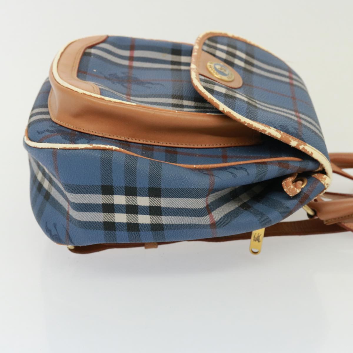Burberry Luxury ss Nova Check Shoulder Bag Pvc Auth Leather Blue