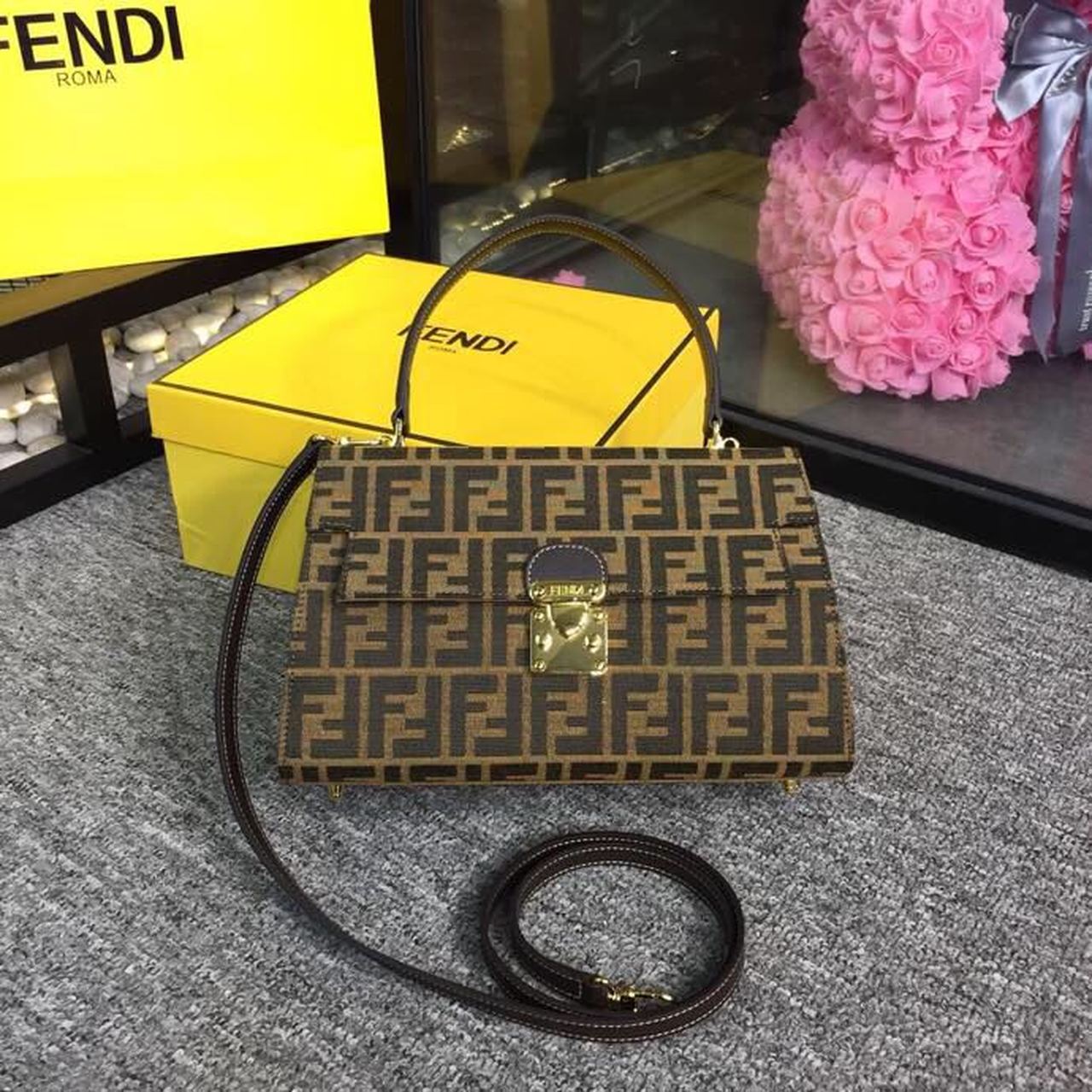 Fendi Top QualityTop Quality FF Single Canvas Brown Shoulder Bag