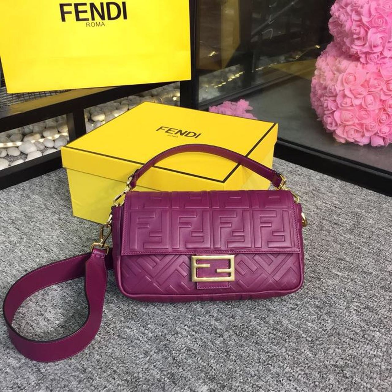 Fendi Top QualityTop Quality Baguette Nappa FF Crossbody Bag