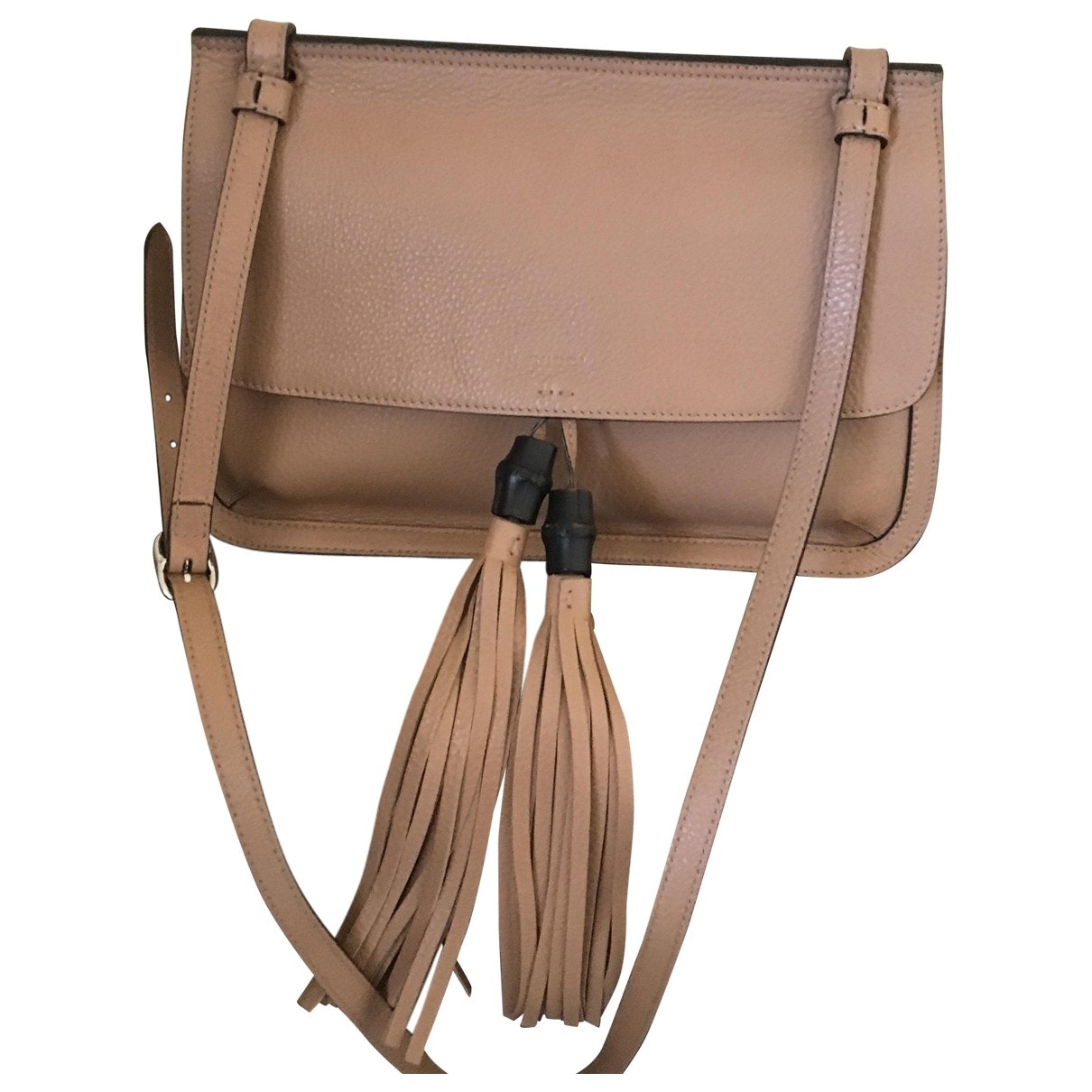 Gucci bamboo beige leather handbag