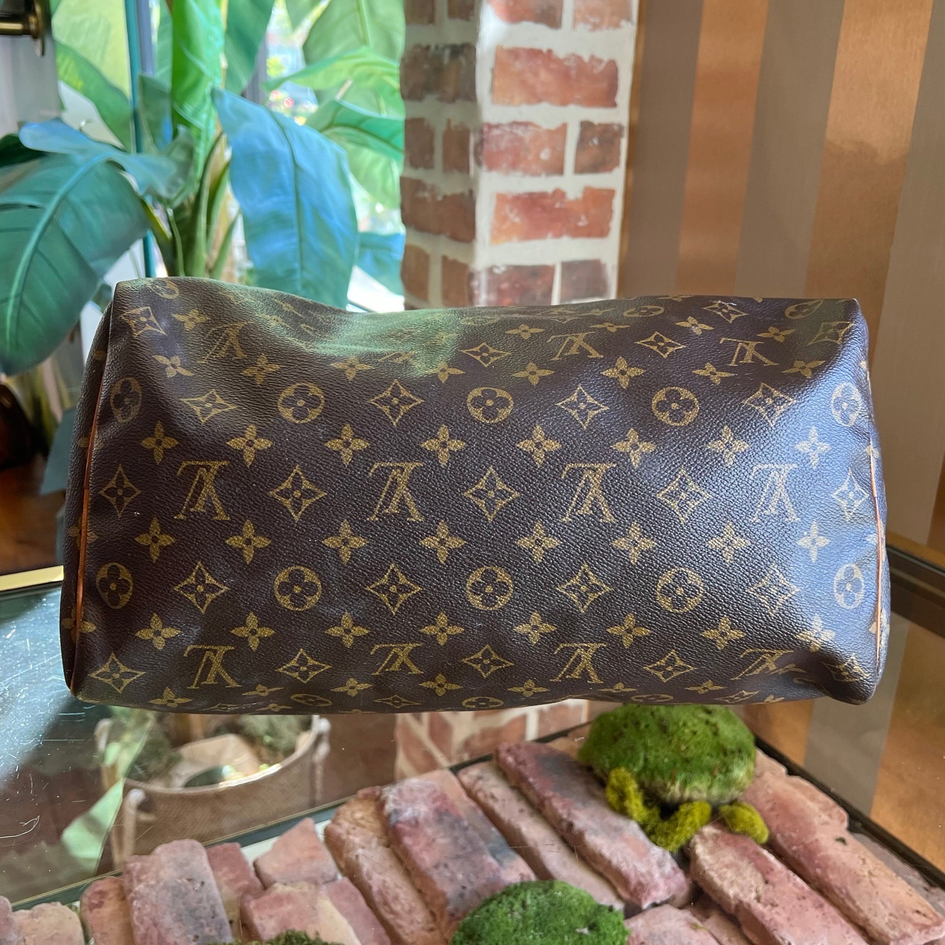 LOUIS VUITTON Speedy 35 Brown Monogram Canvas Satchel Bag