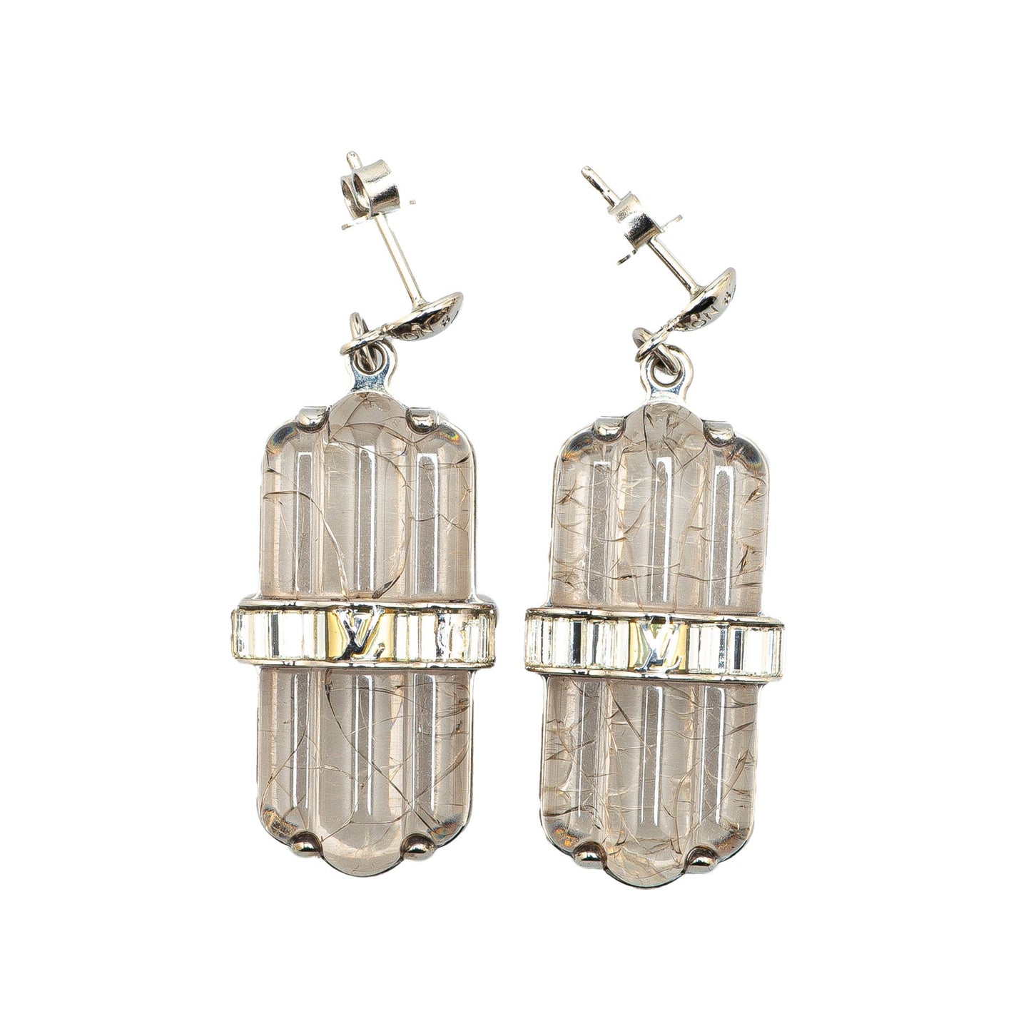 Silver Louis Vuitton Brass Book Le Reille Rock My World Earrings