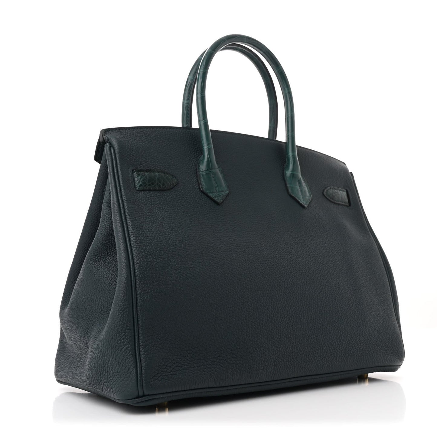 Hermes Togo Matte Alligator Birkin Touch Vert Cypress Handbag Travel Bag