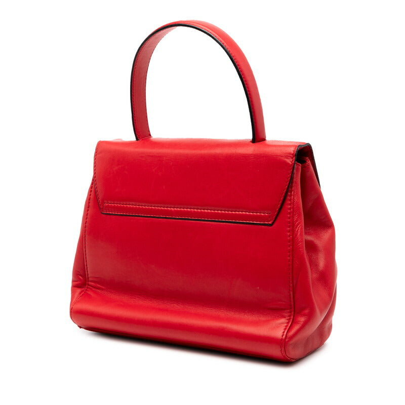 Prada Plate Handbag Leather Logo Travel Bag