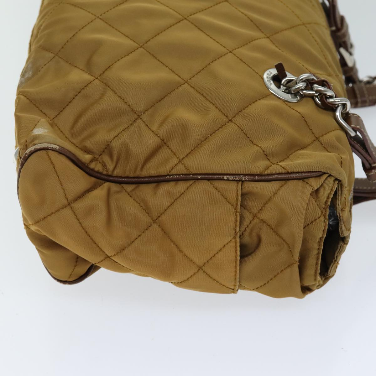 Prada Shoulder Bag Auth Nylon Quilted Brown