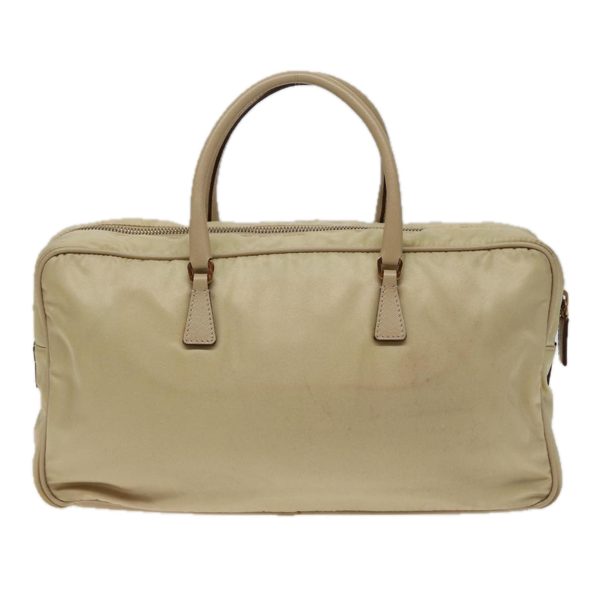 Prada Hand Bag Auth Nylon Cream Travel Bag Cream Auth 79109