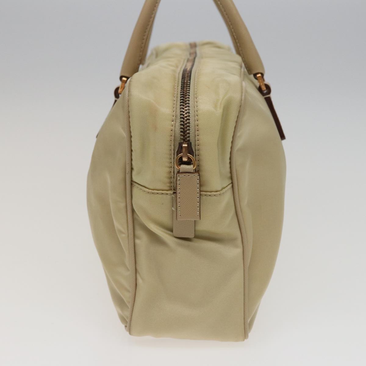 Prada Hand Bag Auth Nylon Cream Travel Bag Cream Auth 79109