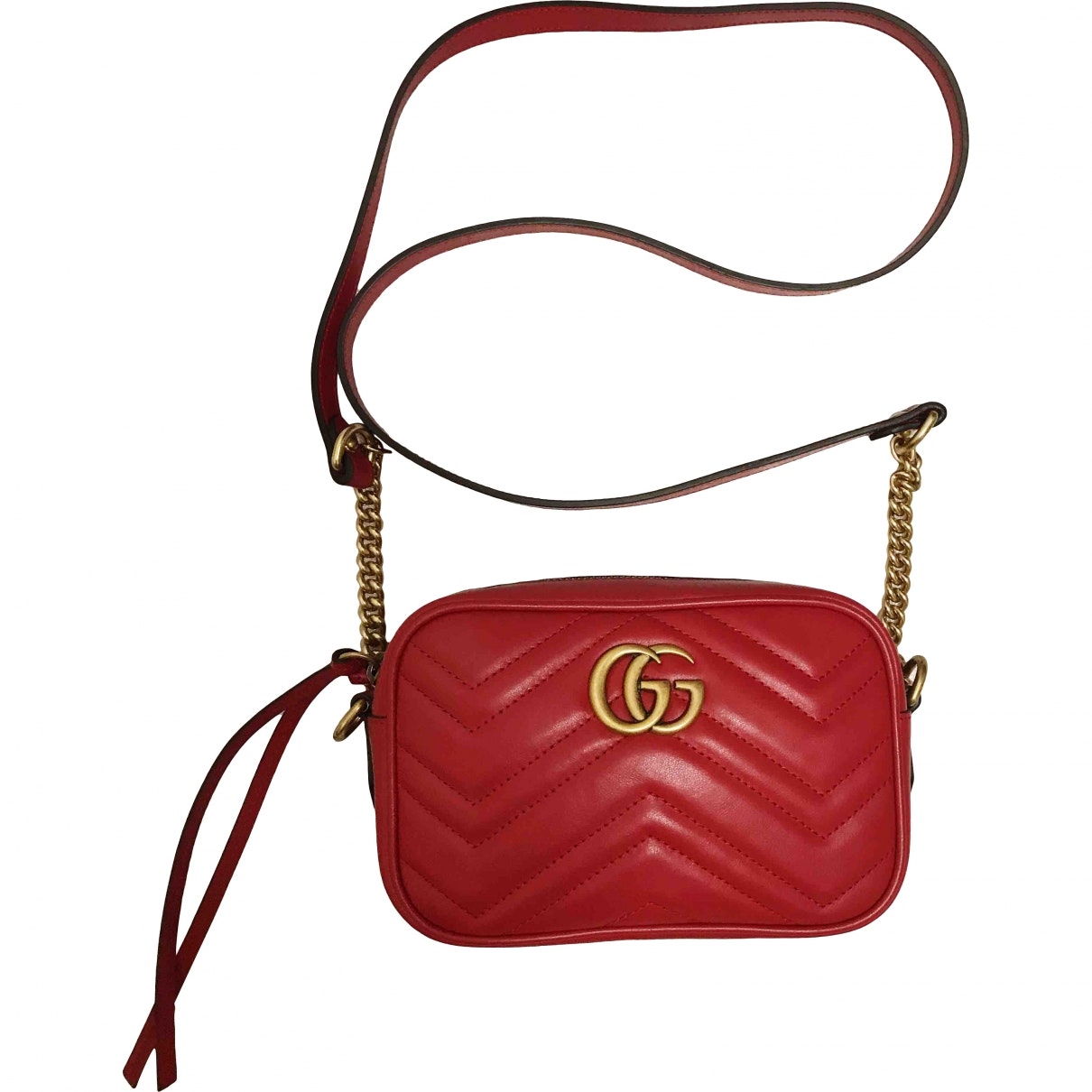 Gucci marmont red leather handbag