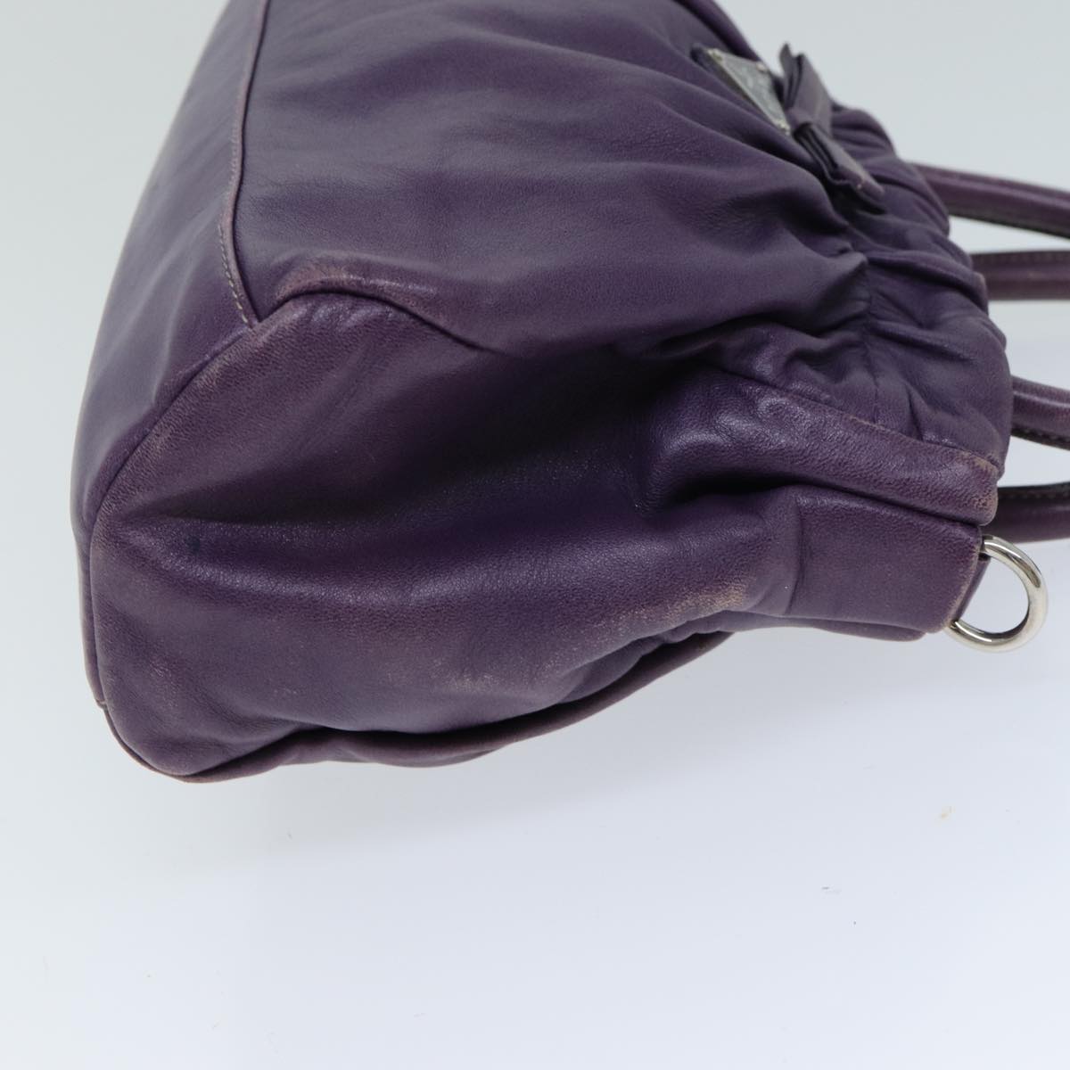 Prada Hand Bag Auth Leather Purple Travel Bag