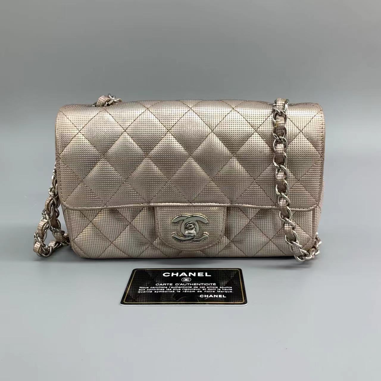 Chanel Classic Flap ini Pink Leather Crossbody Bag