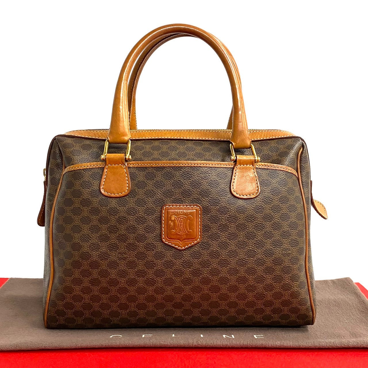 Boston Duffel Bag , Pvc Macadam Blazon Leather Brown Travel Bag