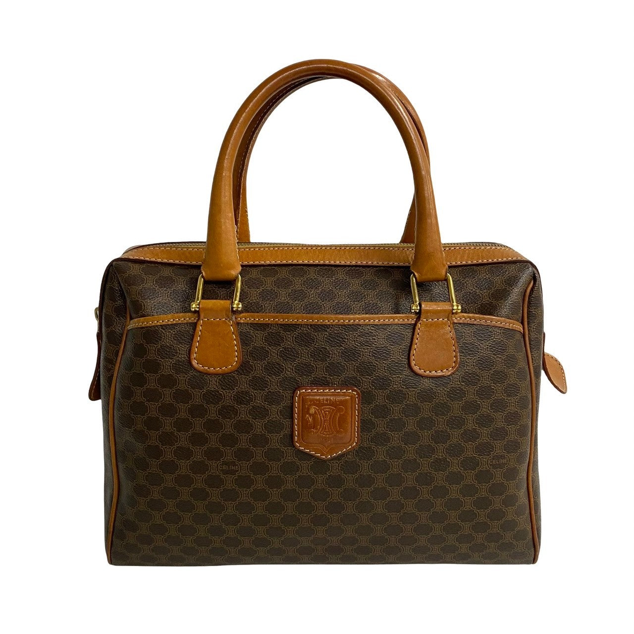 Boston Duffel Bag , Pvc Macadam Blazon Leather Brown Travel Bag