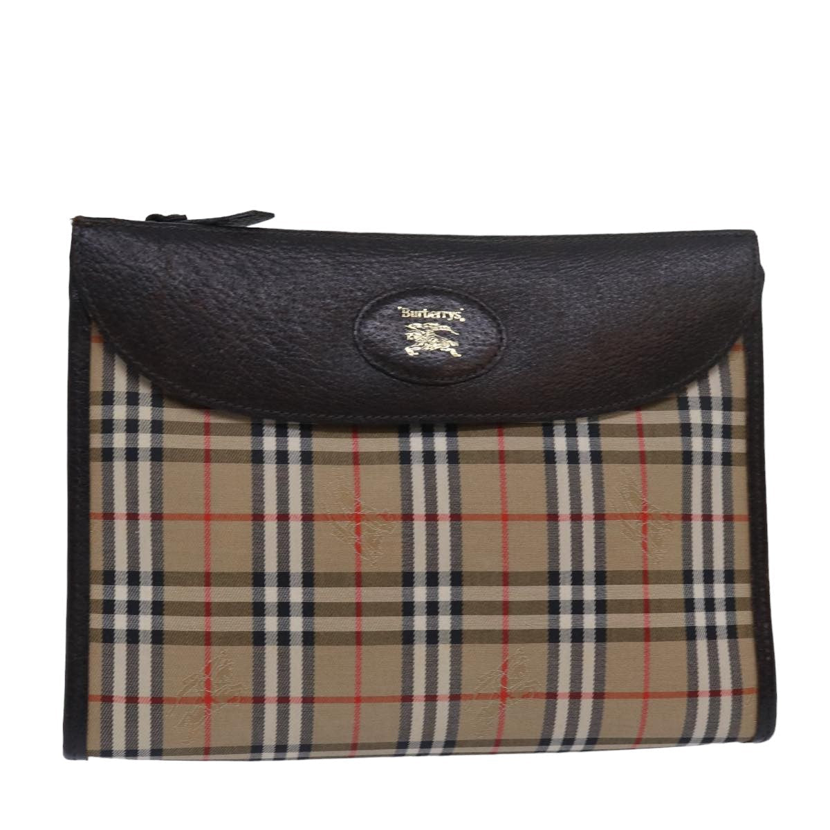 Burberry Luxury ss Nova Check Clutch Bag Auth Canvas Beige Beige Auth 79427