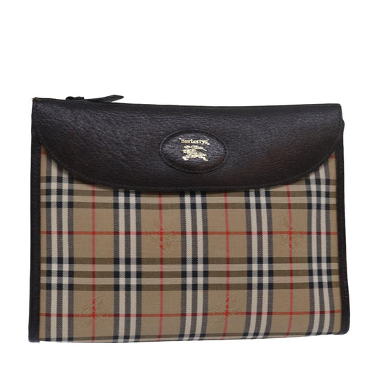 Burberry Luxury ss Nova Check Clutch Bag Auth Canvas Beige Beige Auth 79427