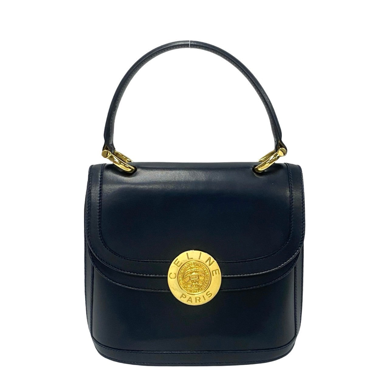 Calfskin Navy Circle Globe Women Logo Travel Bag