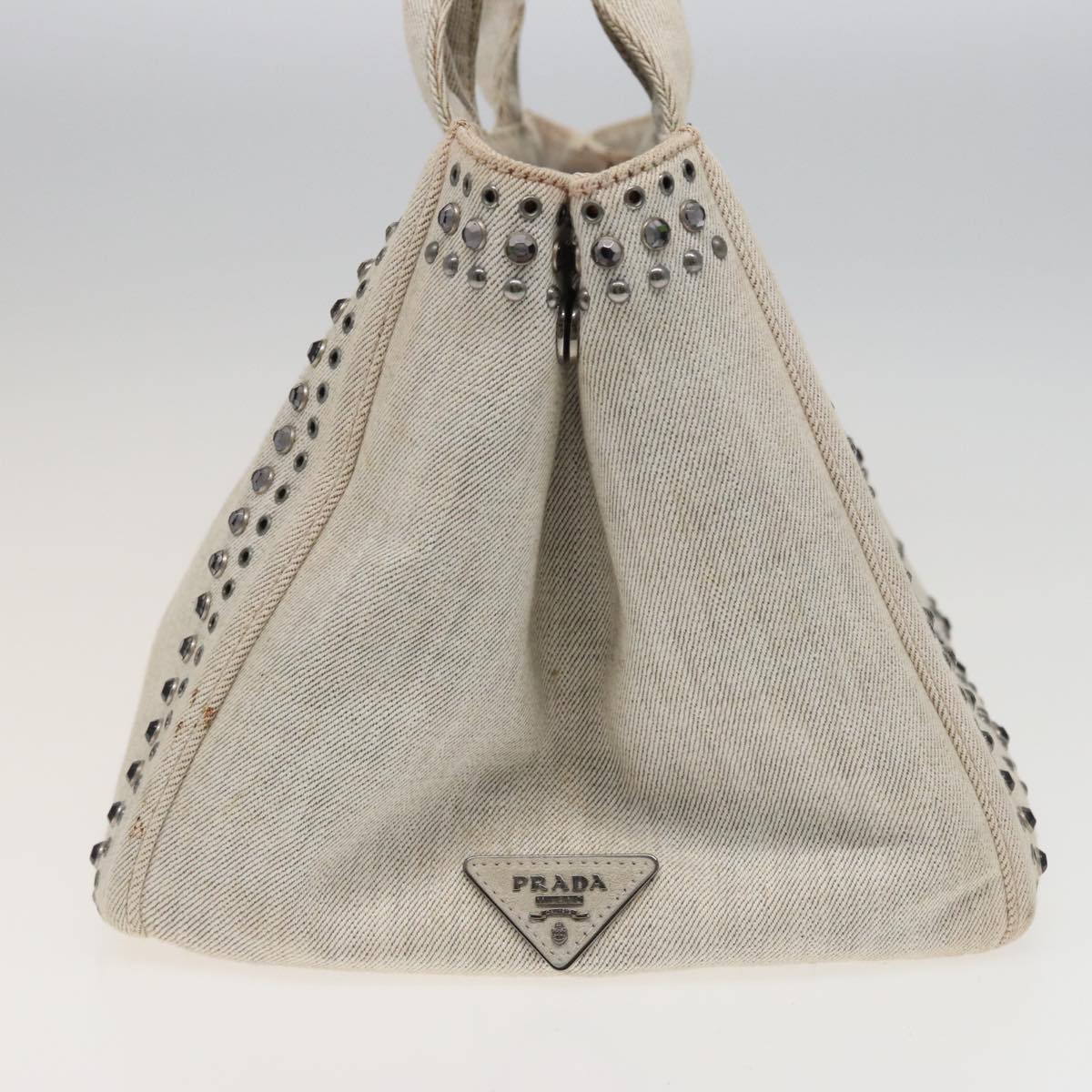 Prada Bijoux Canapa Mm Hand Bag Auth Canvas Gray Travel Bag
