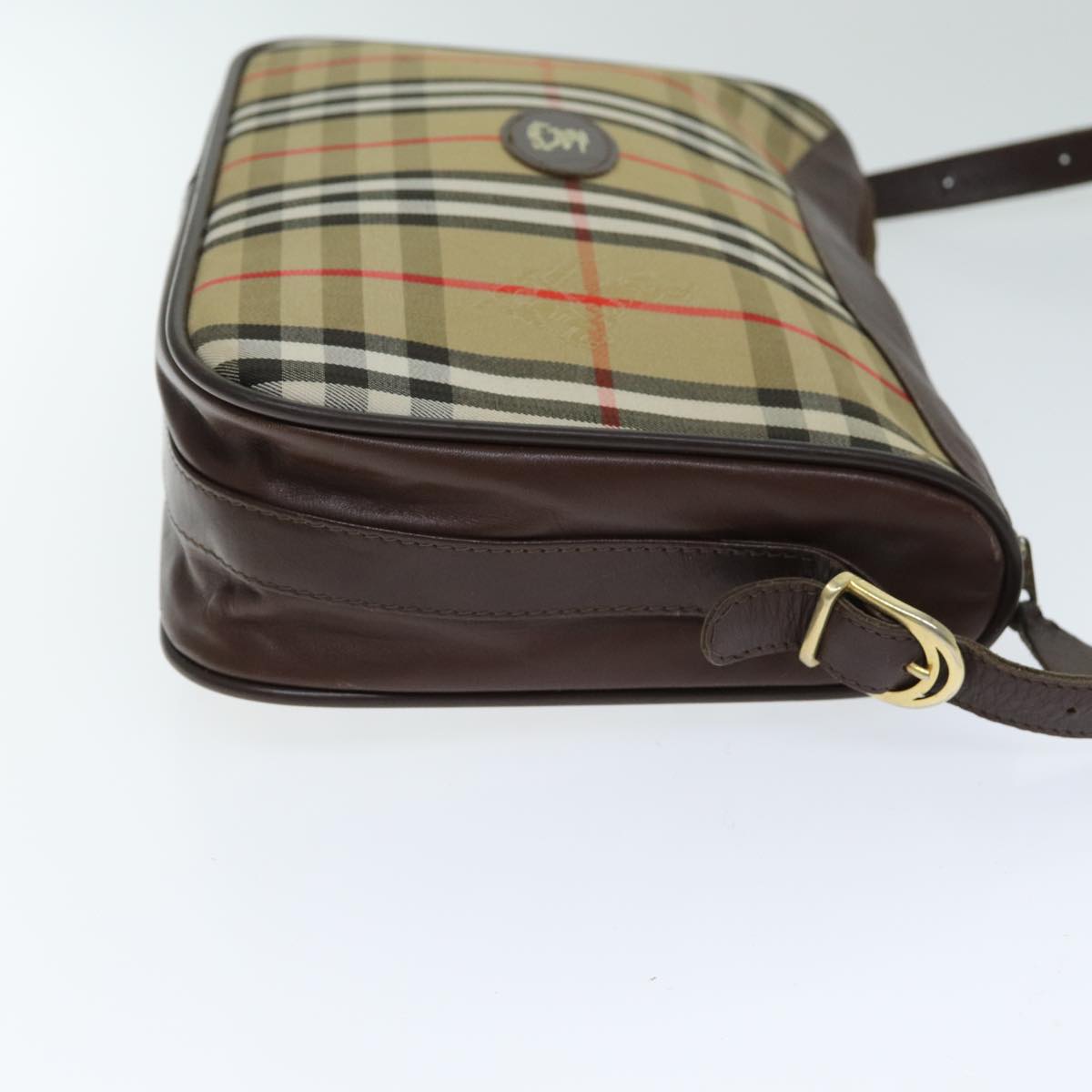 Burberry Luxury ss Nova Check Shoulder Bag Auth Leather Canvas Beige