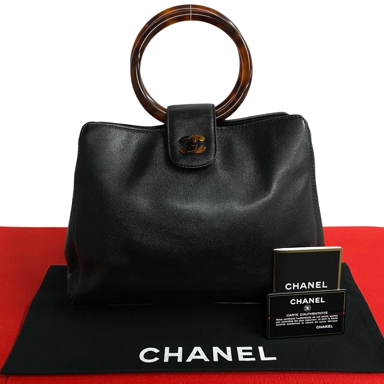 Chanel Matte Caviar Skin Plastic COCO Mark Black Handbag