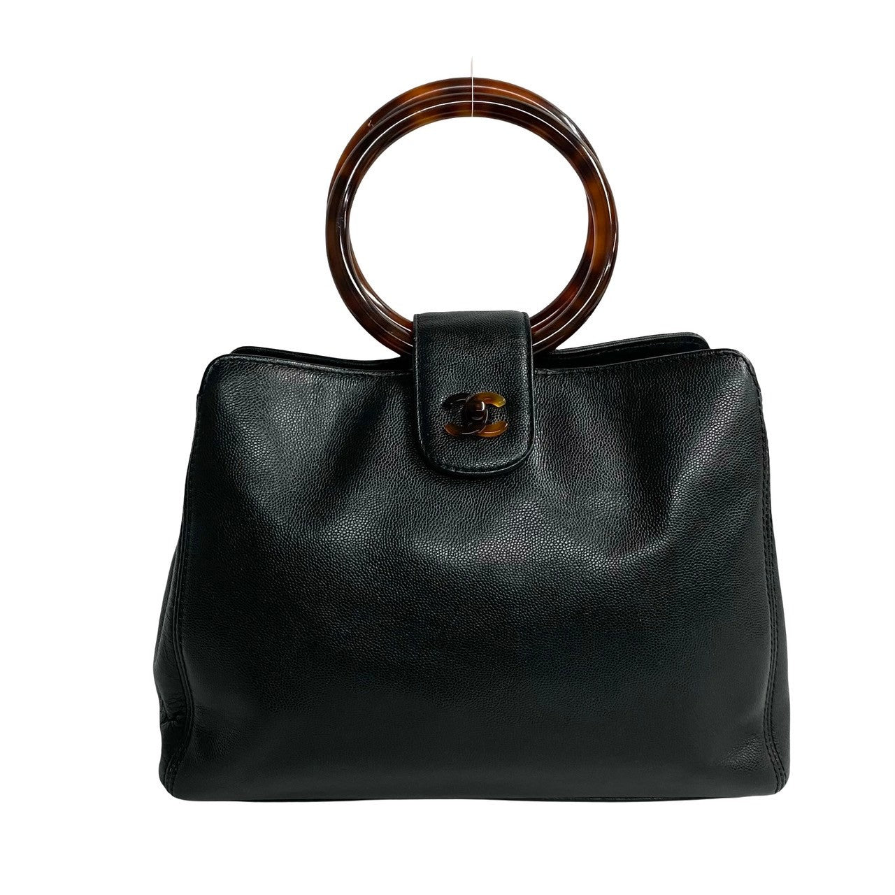 Chanel Matte Caviar Skin Plastic COCO Mark Black Handbag