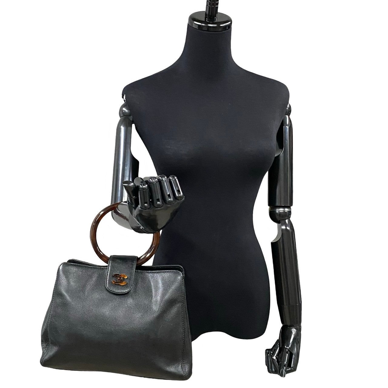 Chanel Matte Caviar Skin Plastic COCO Mark Black Handbag