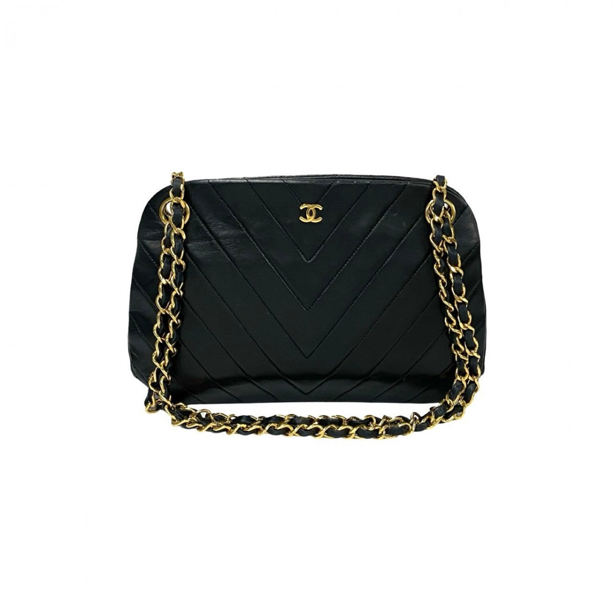 Chanel lambskin COCO Mark Vstitch Black Shoulder Bag 796G796