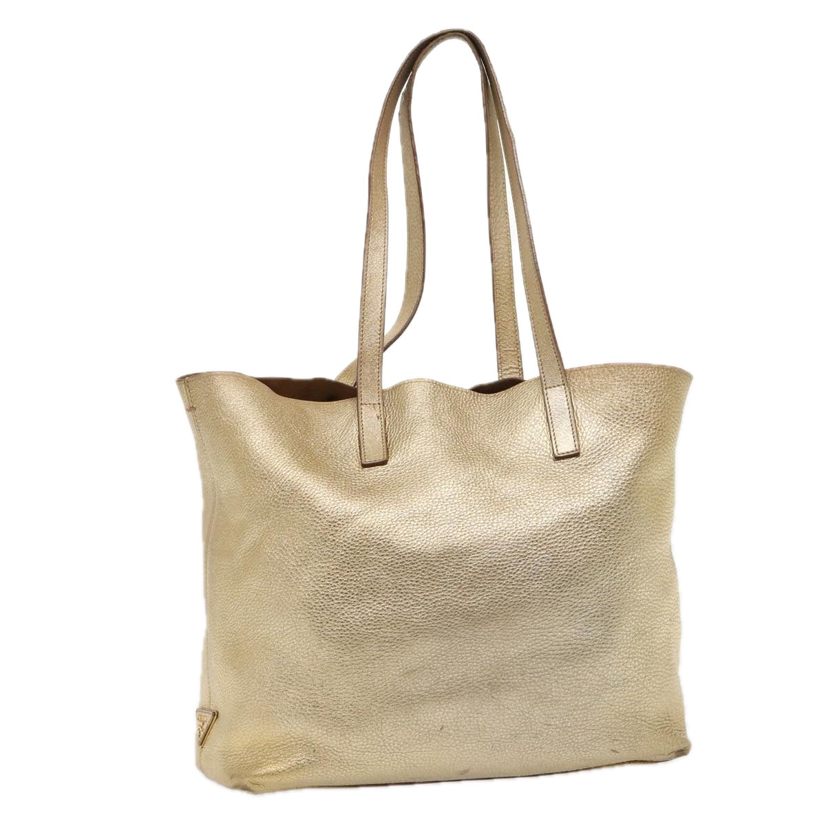 Prada Tote Bag Auth Leather Gold