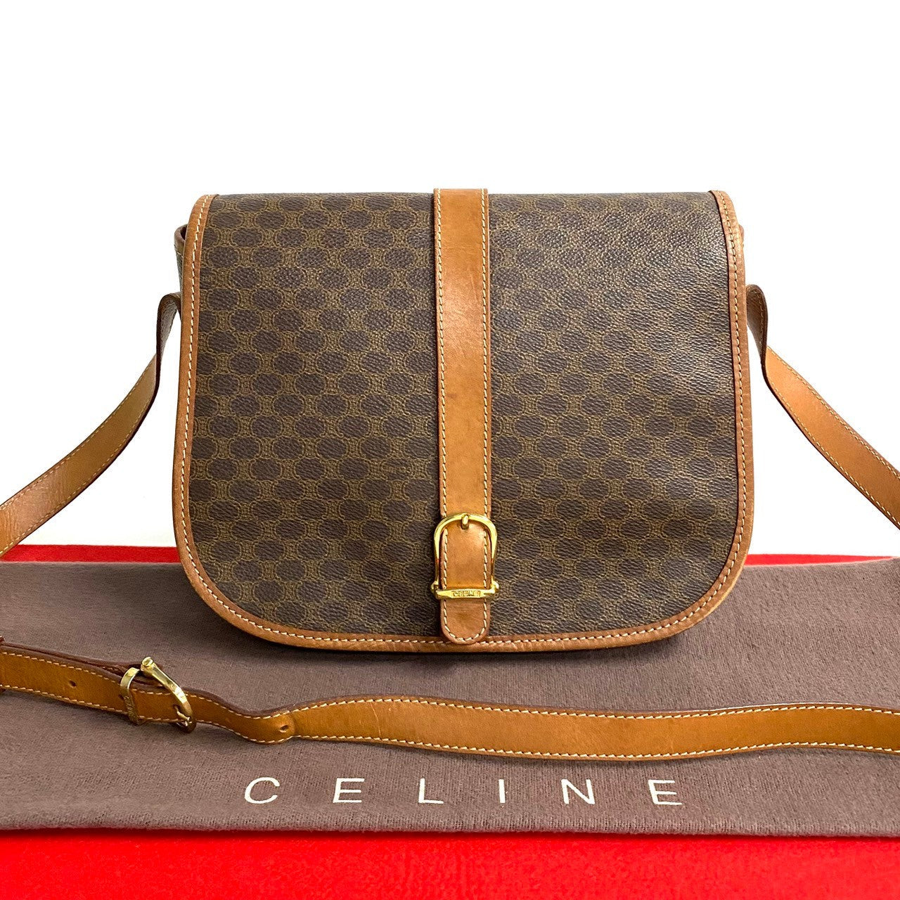 Shoulder Bag , Pvc Macadam Blason Triomphe Leather Brown Pattern Mens