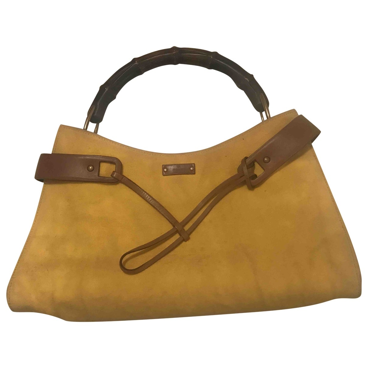 Gucci bamboo yellow cloth handbag