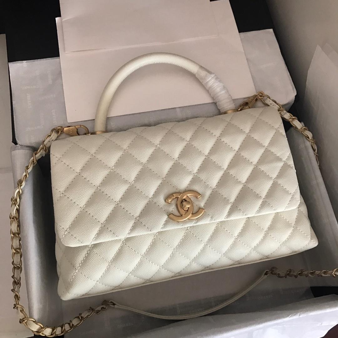 Chanel Coco With Top Handle Bag For Women White Travel Bag