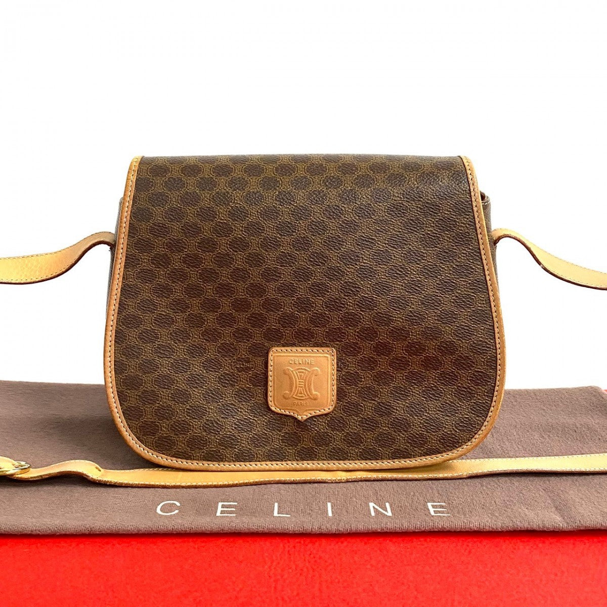 Shoulder Bag , Pvc Macadam Blason Triomphe Leather Brown Pattern Women