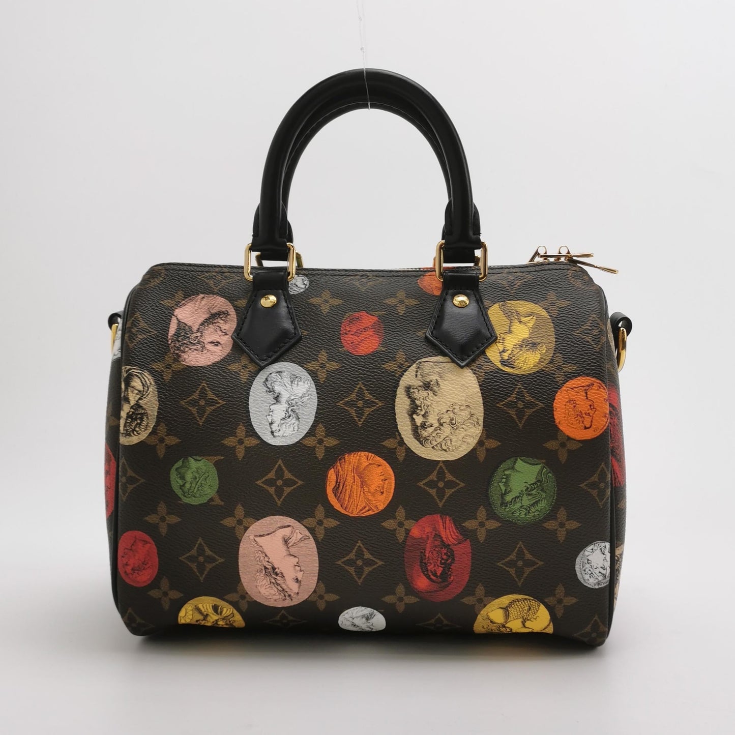 Louis Vuitton Speedy 25 Bandouliere Fornasetti Louvre Stamps Handbag