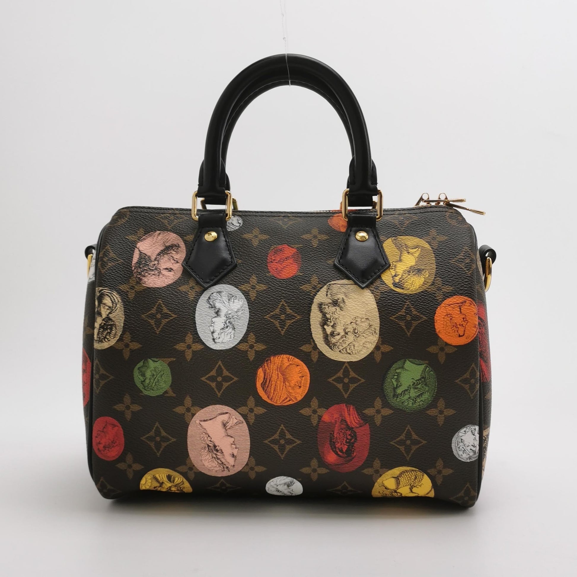 Louis Vuitton Speedy 25 Bandouliere Fornasetti Louvre Stamps Handbag